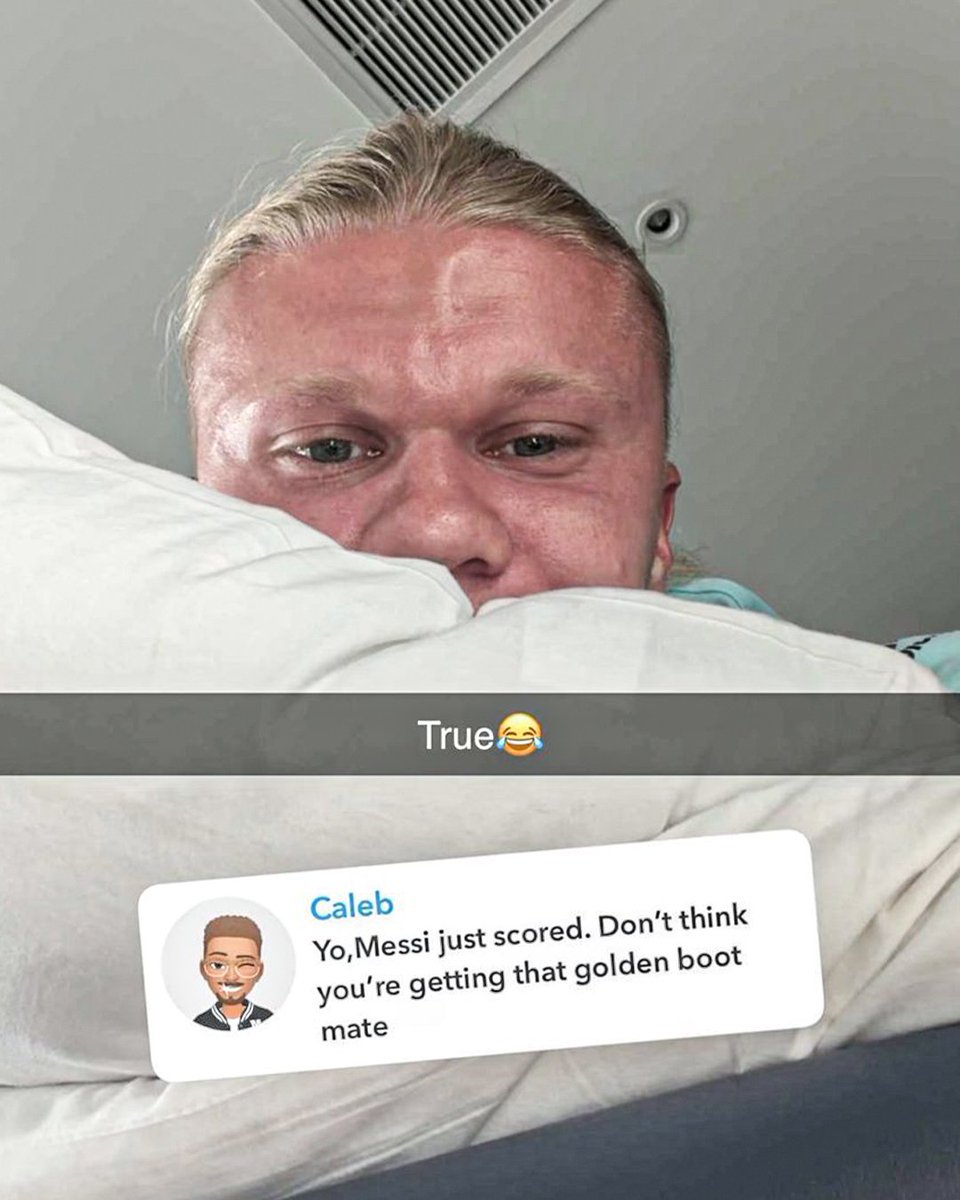 ESPNUK's tweet photo. Erling Haaland on Snapchat knowing the inevitable 😂 https://t.co/vR30vxjR2S
