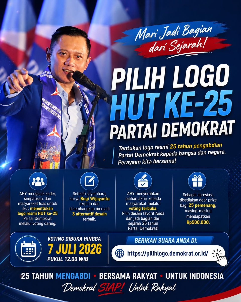 joannana46's tweet photo. Bapak ketum udah bersabda nih gaes, yuk kita bantu pilih  Logo HUT Demokrat 😍🫰
#PDBarengAHY https://t.co/ol2fnGKMmO