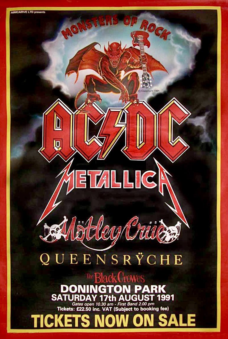 MonstersOfRock's tweet photo. There was no livestream. No phones in the air. No social media.

Just nearly 75,000 fans packed into Donington Park for one of the most stacked heavy metal lineups ever assembled.

Monsters of Rock 1991 brought together AC/DC, Metallica, Mötley Crüe, Queensrÿche, and The Black Crowes for a day that has become the stuff of rock legend.