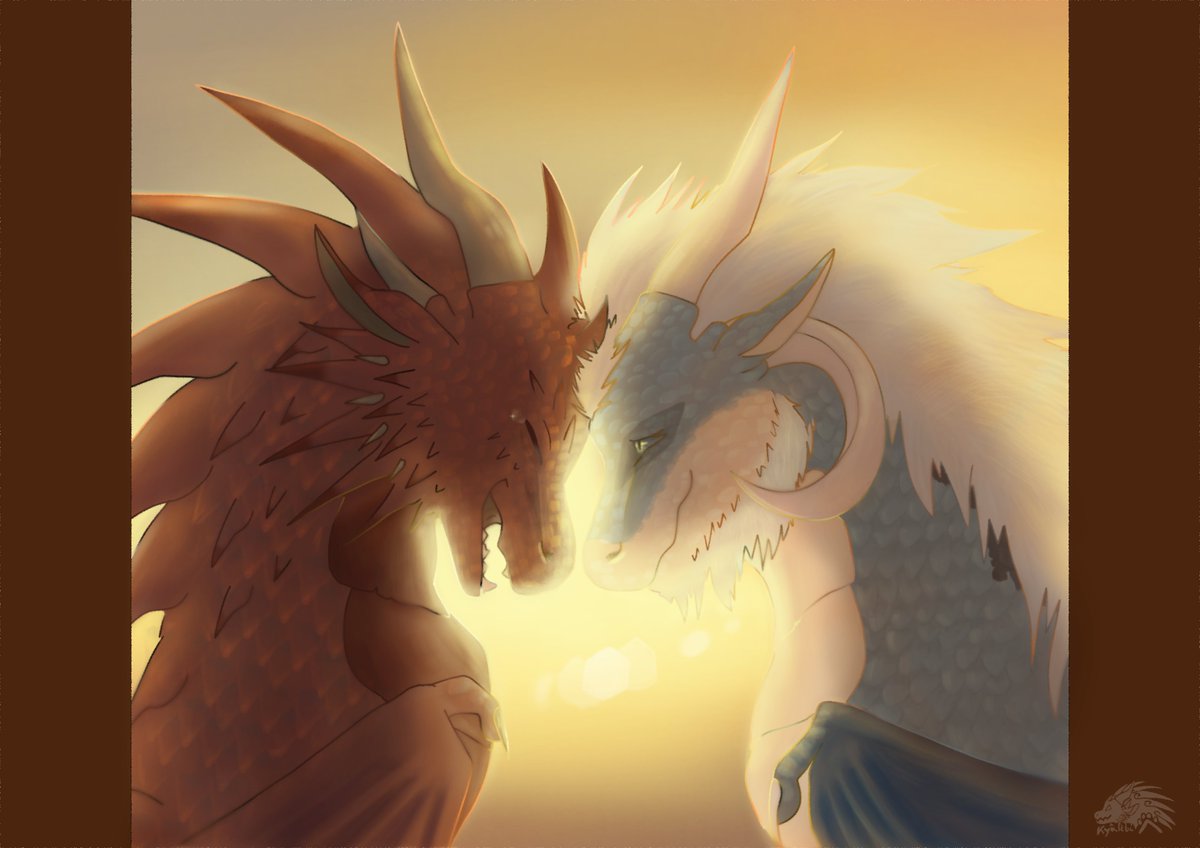 kyalebi's tweet photo. I needed some time to do this one !

I want to show the love with the one I love, as we lived an important thing together few weeks ago. I'm so happy about it ! #dragons #love #couple #dragonart https://t.co/75K2OZIgpe