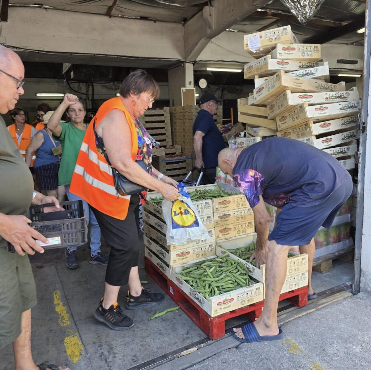 LMPositif's tweet photo. 🇨🇵 À Nîmes, la Banque alimentaire du Gard a distribué gratuitement quatre tonnes de fruits et légumes directement au public, jeudi 2 juillet, pour éviter qu’ils ne s’abîment avec la chaleur. Une opération solidaire ouverte à tous, qui permet à la fois de lutter contre le gaspillage et d’aider les habitants. 👏 (France 3)

📸 Banque Alimentaire du Gard