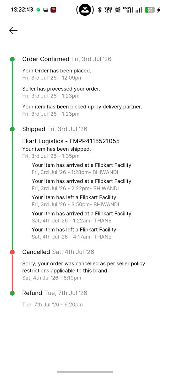 Amary_98's tweet photo. @flipkartsupport @Flipkart 
What is this nonsense, why did you cancel the order after  it on the way?  Is this right reason ? https://t.co/PocYYKoCdt