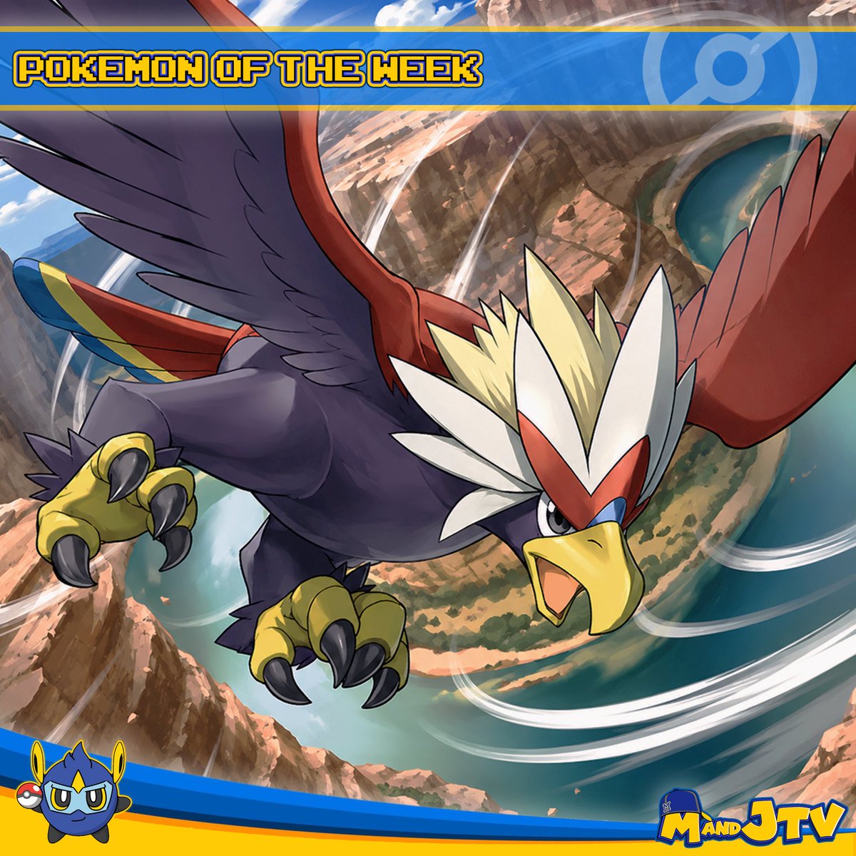 MandJTV_Michael's tweet photo. Known as “the hero of the skies”. For this week especially we're featuring Unova's Valiant Pokémon, Braviary!

©: "Braviary" by match for Pokémon TCG BREAKthrough set
#Pokémon #MandJTV #PokémonOfTheWeek #Saturday #Braviary https://t.co/uB7RPN2tOa