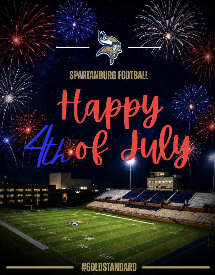 Spartanburg_FB's tweet photo. Happy 4th of July from Spartanburg Football. Today we celebrate freedom, tradition, and the country we call home.

#GoldStandard https://t.co/iHgyvBOlbx