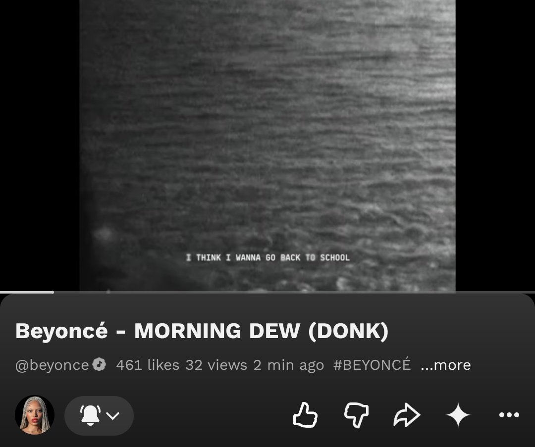 beyoncepress's tweet photo. 🚨🚨🚨🚨🚨🚨🚨 

Beyoncé has released the lyric video for "Morning Dew (Donk)" on YouTube! https://t.co/czmZzLUNQS