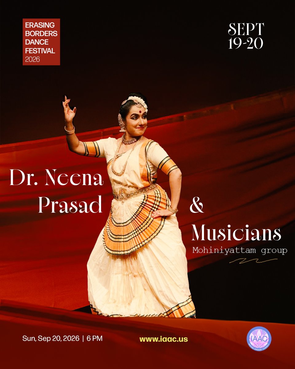 IAArtsCouncil's tweet photo. Marquee artist Dr. Neena Prasad (@DrNeenaPrasad) at EBDF 2026.

Experience Śivānubhavam, a powerful Mohiniyattam work exploring Lord Shiva through dance and music.

📍 Kaye Playhouse, NYC
📅 Sept 20 | 6 PM
🎟️ https://t.co/gEFSVBlIcO

#EBDF2026 #NeenaPrasad #Mohiniyattam https://t.co/63gujDwOjH