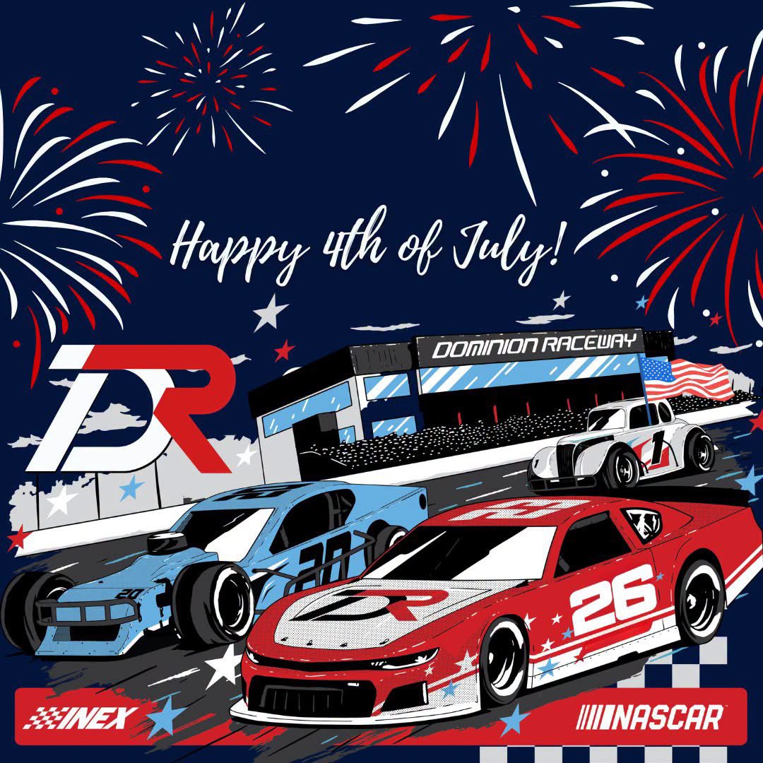DominionRaceway's tweet photo. Have a Happy and Safe 4th of July everyone, stay cool 🥵🌭🏁🇺🇸🤝 https://t.co/jRIavcO9mK