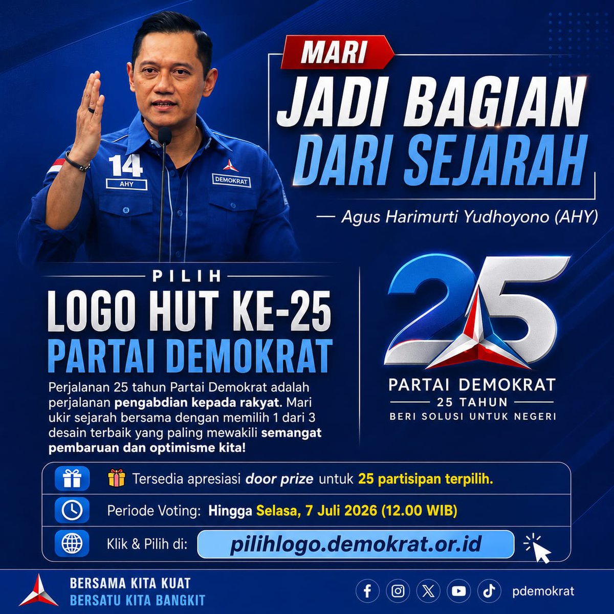 Chandra0603cb's tweet photo. Tidak ingin merasakan kebanggaan sendiri mereka bahkan membuat masyarakat untuk terjun dalam memilih logo yang akan semakin memperkuat identitas partai 
Logo HUT Demokrat
#PDBarengAHY https://t.co/gKbq5UH0Dm
