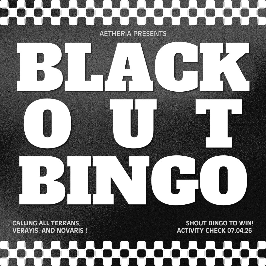 aetheriarp's tweet photo. BLACKOUT BINGO 🎱
— with aetheria 070426

• Read the mechanics carefully
• Submission until July 5th 12:59KST
• Post your blackout bingo card and use the tag #blackout_at_aetheria and tag @aetheriarp
• Socialize and enjoy, extra terrestrials!

🔗: https://t.co/44xK1jGXHs https://t.co/qxbaetOQzz