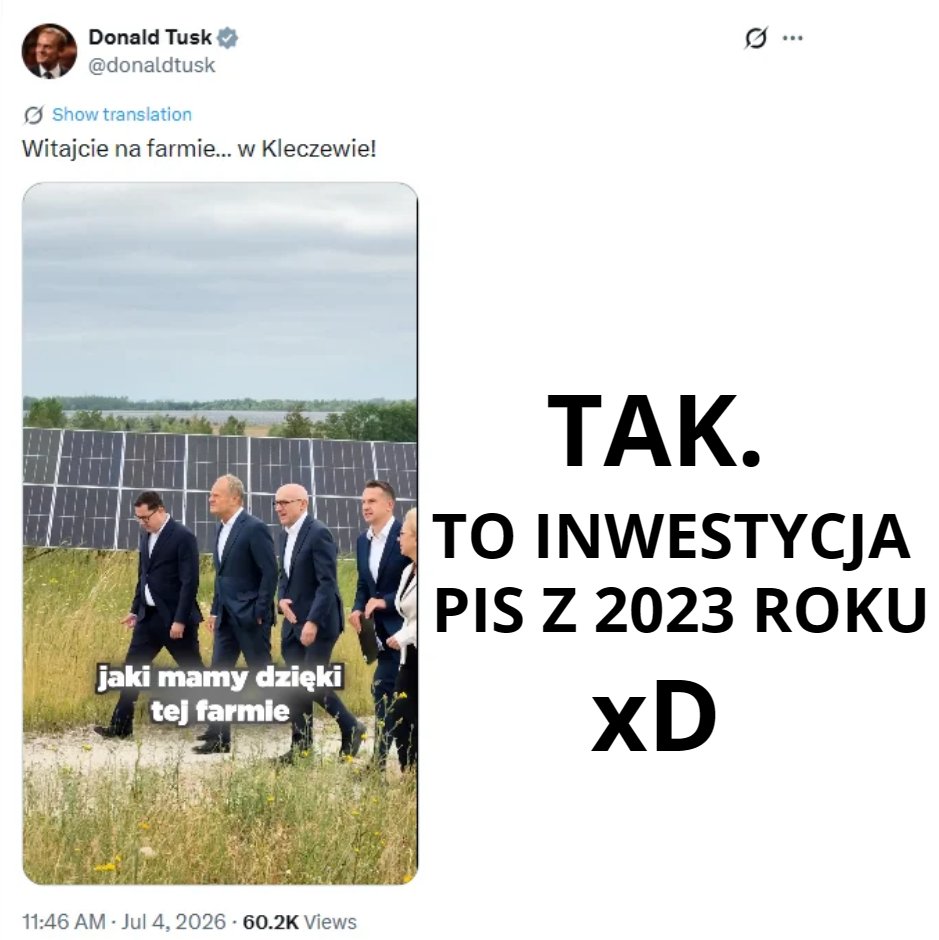HubnerrMax's tweet photo. Tak, zgadliście.

Donald Tusk po raz 1 583 934 chwali się inwestycją PiS.

Umowa została podpisana jeszcze za rządów PiS i Obajtka w Orlenie w styczniu 2023 roku.

xDDDDDDDDDDDDDDDDDDDDDDDDDDDDDDDD https://t.co/aQvf8yMPe2