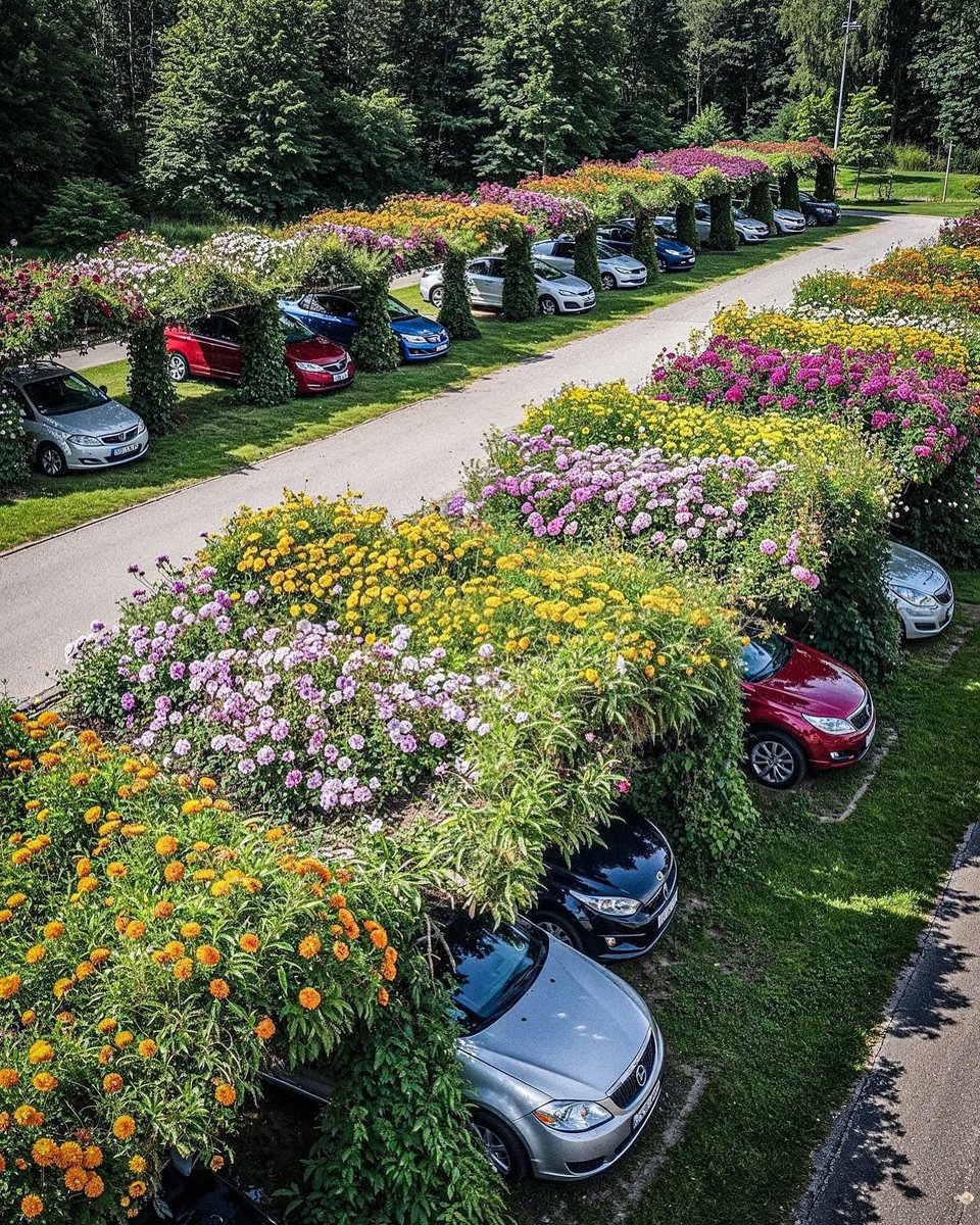 naturalbeautyi7's tweet photo. Japan is transforming car parks into floating gardens. https://t.co/bKZwzxv3rm