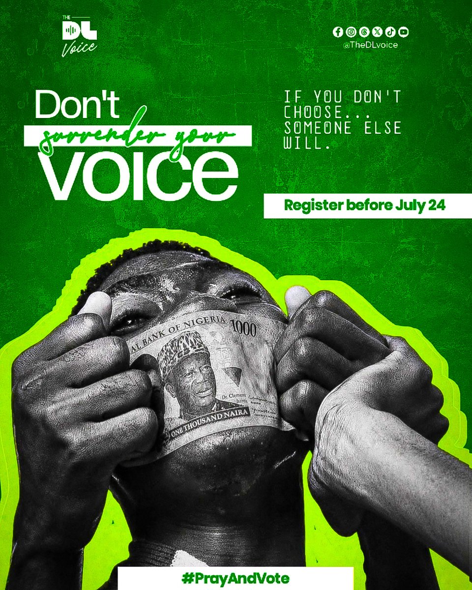 TheDLvoice's tweet photo. Every election will produce a result. The only question is if your voice will help shape it. Choosing not to participate does not remove your responsibility; it simply places the decision in someone else's hands.
#PrayAndVote
#VotingIsYourRight https://t.co/66YeY6JCOe