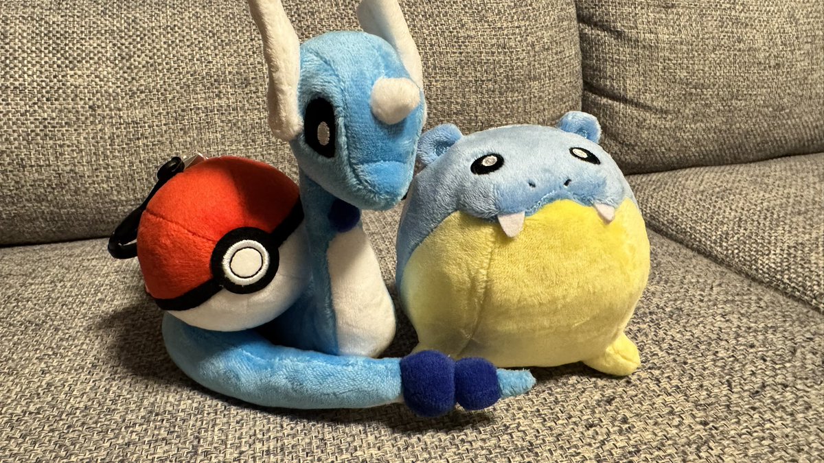 okui1102's tweet photo. 今日は、ららぽーと行ってポケセンで顔の良いハクリューとまんまるのタマザラシ買ってきた。2枚目は散財した妻の分。 https://t.co/P8KldRxUaa