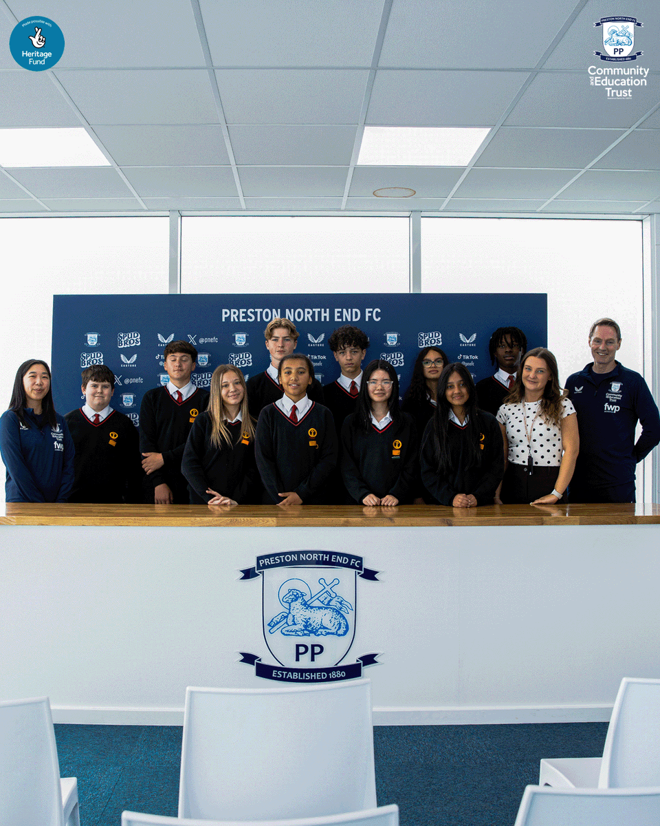pnecommunity's tweet photo. 🎙️ Earlier this week we welcomed ten students from Corpus Christi High School to Deepdale as part of our Heritage Podcast workshop.

Throughout the workshop, students have explored the importance of preserving and sharing heritage, developed key interviewing skills and recorded and edited a podcast with one of our PNECET Sporting Memories participants.

The students also had the opportunity to hear from our Media Lead, Jake Oates, who spoke about his career and the different pathways available into the media industry. 💻

The workshop is being delivered in collaboration with Corpus Christi and forms part of our 'Invincibles' Heritage Project, funded by The National Lottery Heritage Fund.

#PNECET | #pnefc | #PNEHeritage