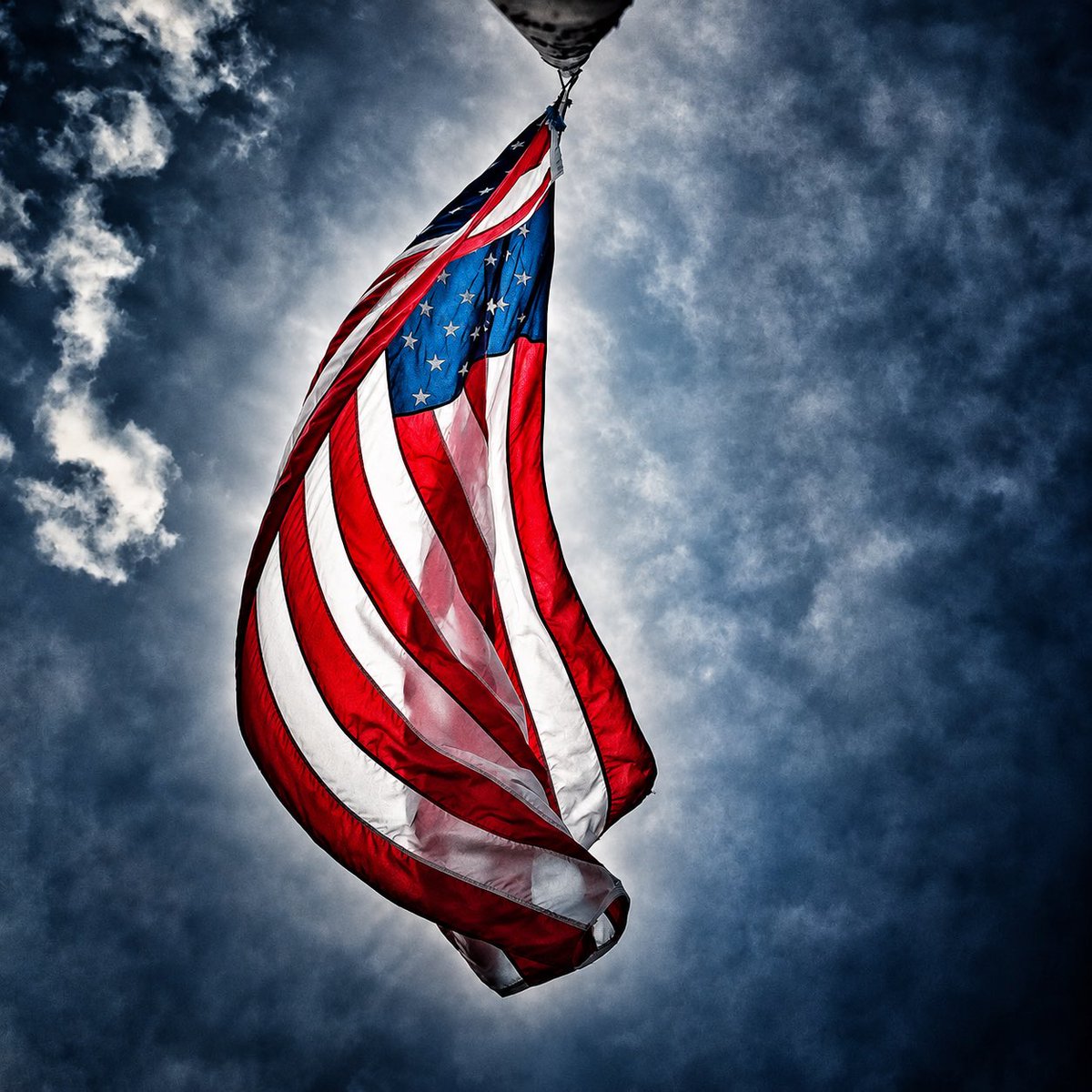 TrooperBenKs's tweet photo. Several years ago, on the 4th of July, I laid flat on the ground at the base of a flagpole and looked straight up…

This was the photo I took.

I remember seeing the flag moving above me, the sky behind it, and feeling so calm that day.

Remember our past.
Honor our freedoms.
Help each other.

Happy #4thJuly , friends. 🇺🇸

Be safe.
Trooper Ben
#HelpMore