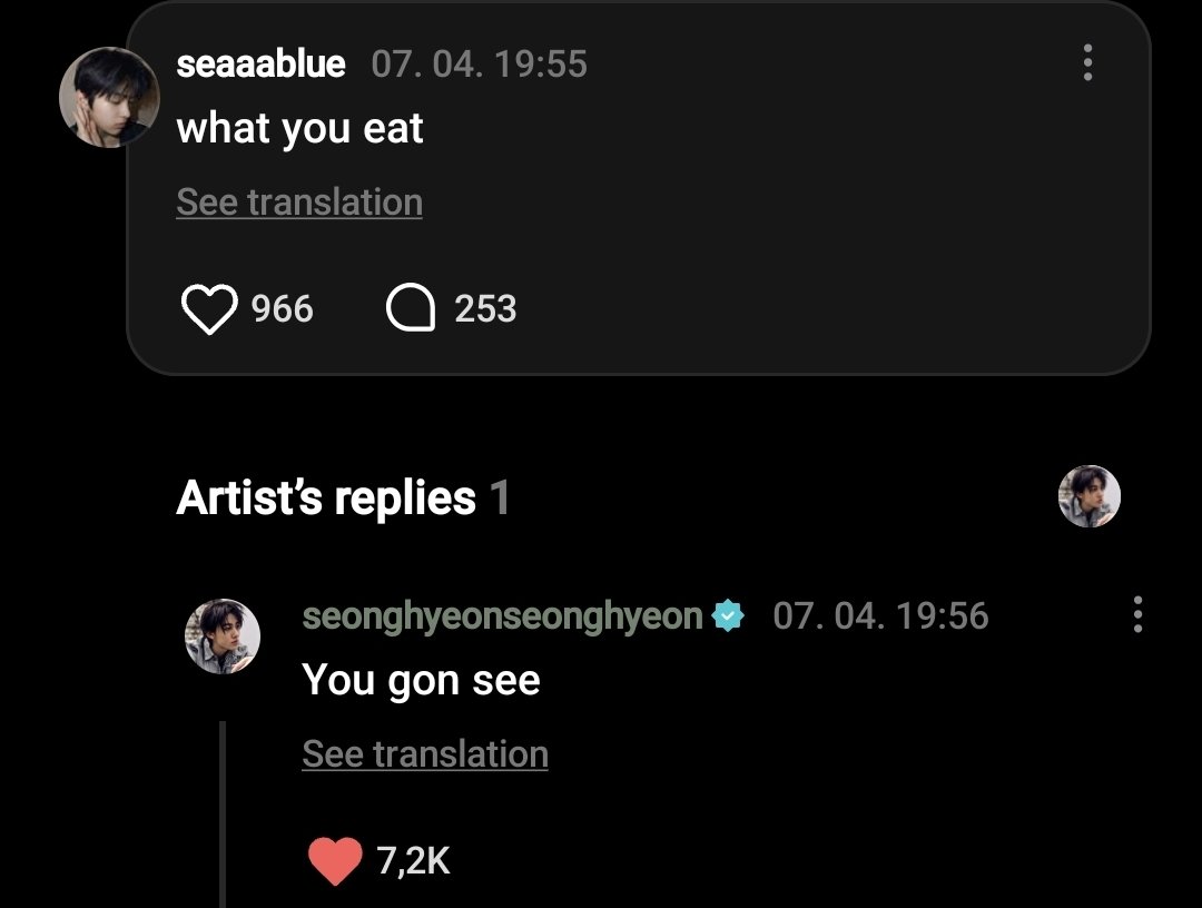 cortisinawvrse's tweet photo. [260704] WEVERSE REPLY

👤 : (kamu) lagi makan apa?
🦊 : nanti juga (kamu) bakalan liat

#CORTIS #코르티스 #SEONGHYEON #성현 #GREENGREEN
🐼 https://t.co/tKs2nsADgU