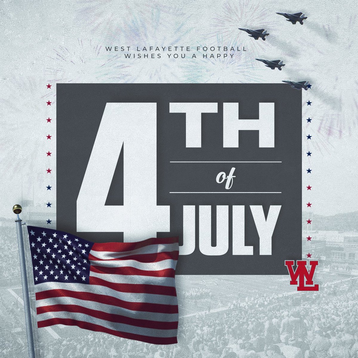 WLfootballRDP's tweet photo. Wishing you a Happy 4th of July! Have a great day with family and friends and stay safe out there. #RDP https://t.co/9sJM2BaHwE