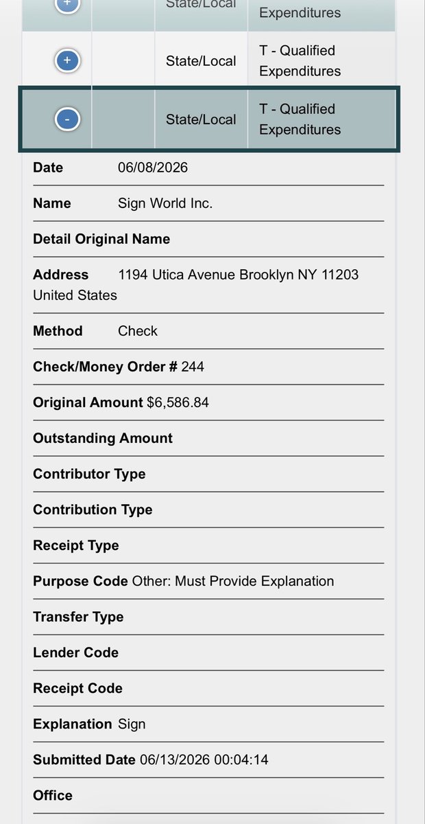 AndrewZink1238's tweet photo. In the most recent election, Brooklyn Assemblymember Jaime Williams spent $6586.84 on “sign” from Sign World. 

Must’ve been one of the coolest signs a Brooklyn assembly race has ever seen! 🪧

Also just learning there’s no neon sign emoji and I’m upset. https://t.co/7QMG6qCGdy