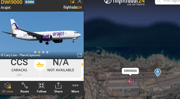 dgaviacion_'s tweet photo. 🇩🇴🇻🇪: Llego a Caracas un B737-MAX 8 de Arajet desde Santo Domingo con ayuda humanitaria.  

Primera visita de Arajet a Venezuela. https://t.co/Rw1jrYjmTS