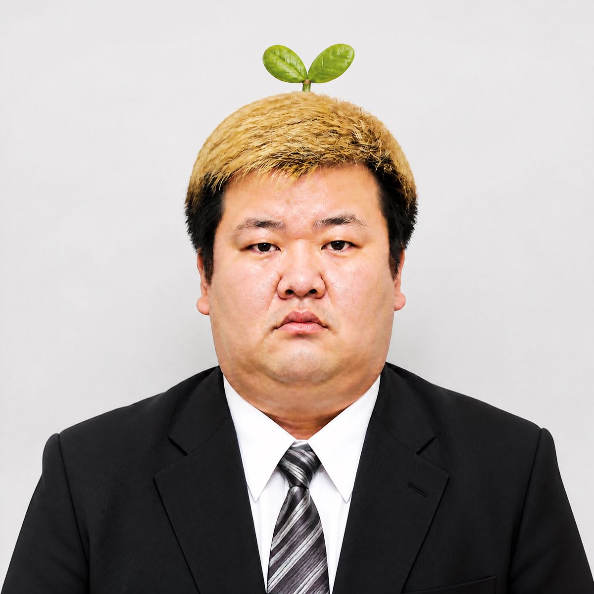 Stern Businessman With Sprout