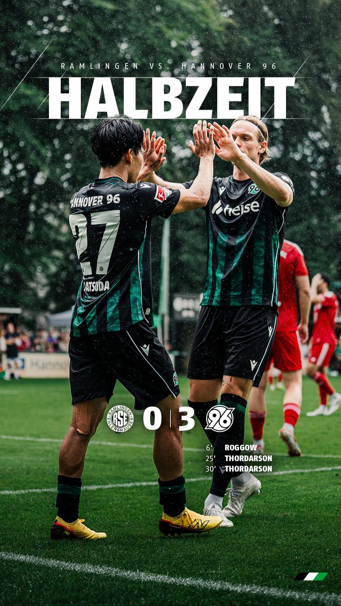 Hannover96's tweet photo. 45' Mit dem 3:0 geht es in Ramlingen in die Pause. ⏸️

Zum Livestream: ➡️ https://t.co/BFjB7Mnaob. 📺

#H96 #NiemalsAllein ⚫⚪💚 | #RSEH96 0:3 https://t.co/Nkw46GDT7N