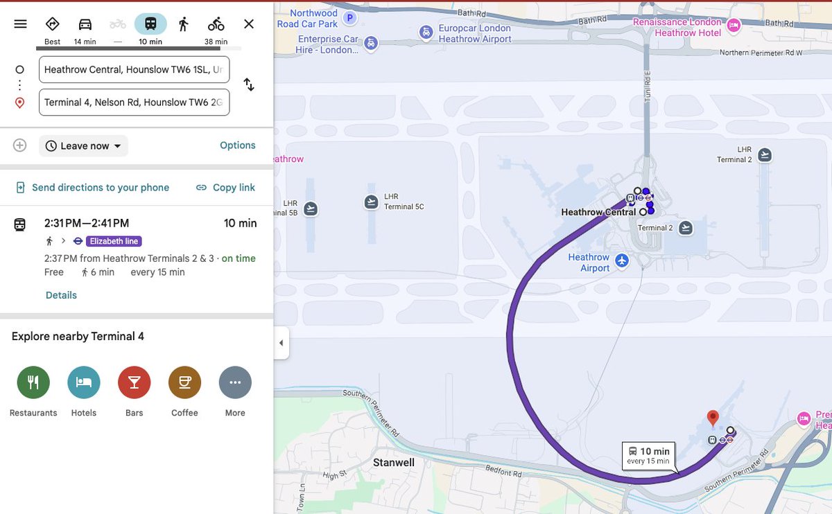 pbogosta's tweet photo. @etihad Hi @etihad, you sold my parents an itinerary where 9B arrives Heathrow Central 19:10 and EY66 leaves LHR T4 20:45. Your policy says checked bags must be dropped by 19:15. That gives 5 mins to reach T4 and drop bags. How is this a valid connection? https://t.co/BXr7sQE6ec