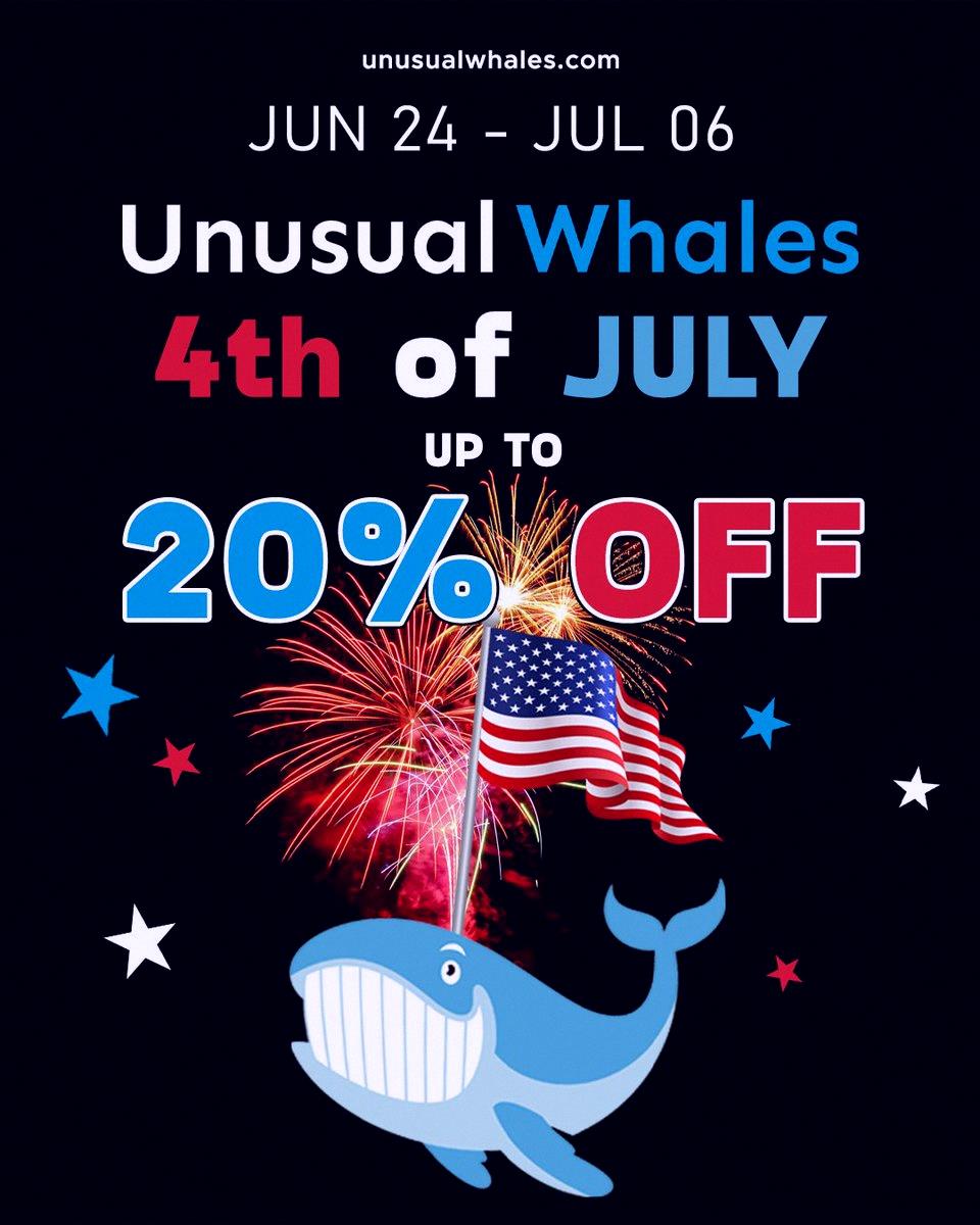 yuta7702's tweet photo. Unusual Whalesが7月4日セール中です🇺🇸

最大20%オフになります✨

この相場を乗り切るためのツールを用意しました📊

参加はこちら：https://t.co/wfxx3RgT89 https://t.co/0DRjRnukXT