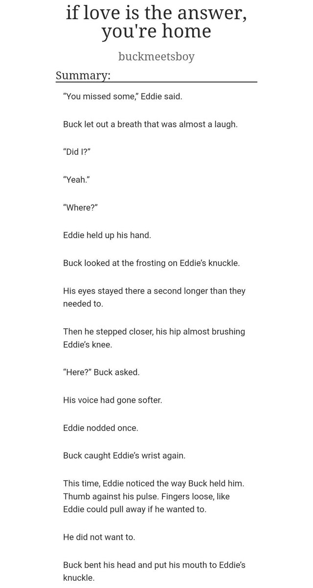 buckmeetsboy's tweet photo. ☆ if love is the answer, you're home

☆ rated m, complete, 3.5k, buddie
☆ eddie pov
☆ for @weteddie 
☆ HANDS
☆ first kiss, fingers sucking
☆ soft

🔗 https://t.co/D4uhyYwjbt https://t.co/vjRw3vmrfb