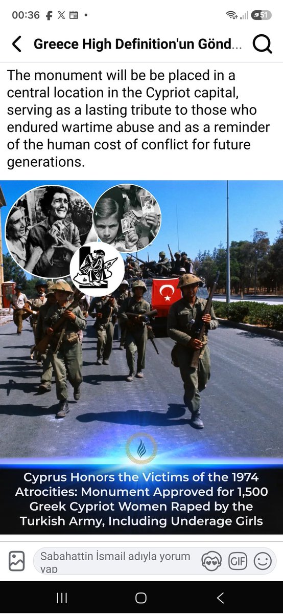 sabahatinismail's tweet photo. BÖYLE SAHTEKARLIK VE SKANDAL GÖRÜLMEDİ!!! 
BU DENLİ BÜYÜK YALANI ANCAK RUM YÖNETİMİ SÖYLEYEBİLİRDİ!
UTANMAZ, ARLANMAZ, YALANCI SAHTEKARLAR!

Rum yönetimi, 1974'de sözde "savaş suçlarına" maruz kalan Rum kadınlarını anmak için" bir anıt dikme kararı aldı. 
Lefkoşa'da, en işlek meydanlardan birine dikilecek anıtla, genç kuşaklara Türk düşmanlığı aşılamayı hedefliyorlar. 
1958-1974 arası yüzlerce Türkü katleden, 1963'DE KUMSAL'DA KANLI NOEL katliamını gerçekleştiren, 1964'de AYVASIL'da, Baf'ta, Limasol'da onlarca insanımızı katleden, 1974'de, BAF,  TAŞKENT, ATLILAR, SANDALLAR, MURATAĞA, ALEMİNYO'DA TOPLU KATLİAMLAR YAPARAK AĞIR SAVAŞ SUÇU İŞLEYEN, 11 yıl boyunca tüm adayı kana bulayan,  kendi kardeşleri olan 2000 Rumu bile 
" AKEL'Cİ, MAKARİOSCU" diye katleden, Grivas gibi eli kanlı faşist bir katilin ve onlarca cani EOKA'cının heykellerini her tarafa diken Türk düşmanı bir yönetimden başka türlüsü beklenemezdi. 
++
Dikecekleri uyduruk anıtla ilgili paylaştıkları yazı ve görsel. Görseldeki Fotoğrafta ağlayan kadına dikkat
++++