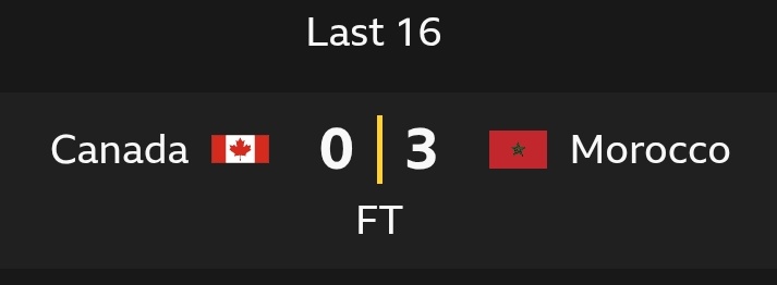 PetesTruth1's tweet photo. ⚽️World Cup Update - 

Morocco 🇲🇦 has beaten Canada 🇨🇦 by 3 goals to nil in an eventful and entertaining game, which had 8 yellow cards 🟨

Morocco will face either France or Paraguay in the Quarter Finals. https://t.co/XBcfWqMLv0