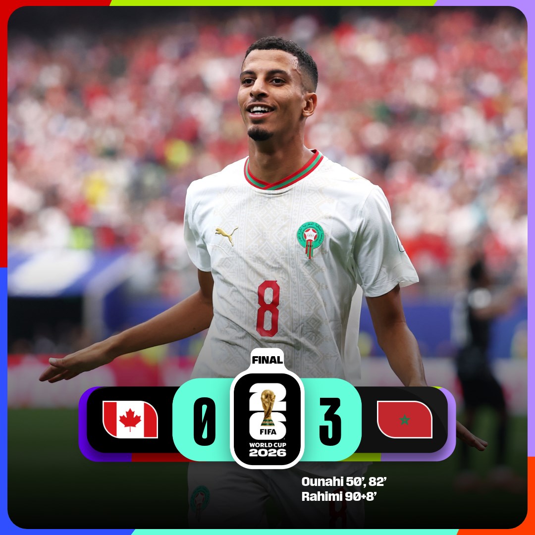 fifaworldcup_es's tweet photo. ¡Marruecos se luce en el segundo tiempo y se lleva la clasificación en Houston! 👏🇲🇦

#CopaMundialFIFA