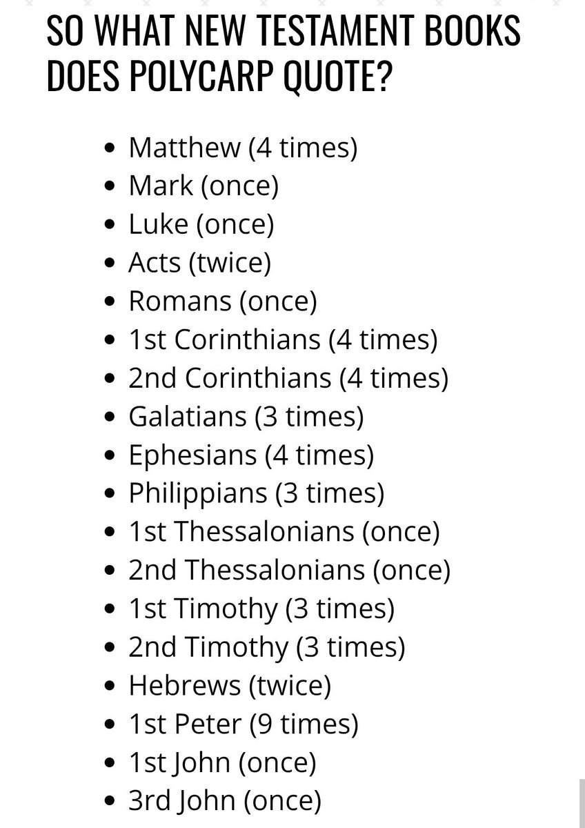 Imperator117's tweet photo. @ShinAkuma204 @TrevorSAndersen @Rach4Patriarchy @paleochristcon @JayDyer That’s 17 out of the 27 books in the New Testament way before any church councils in the 300s. https://t.co/KfWlgBSsJJ