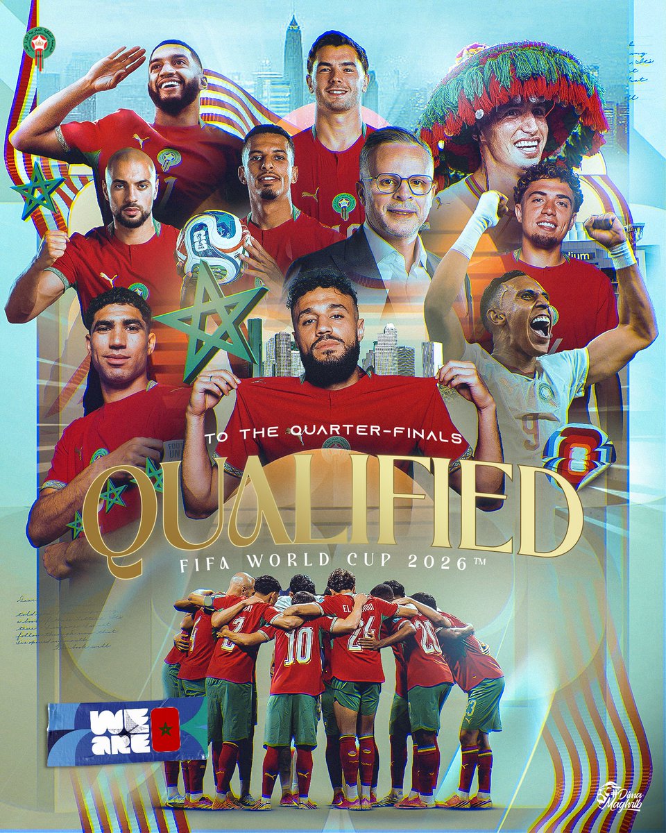 EnMaroc's tweet photo. إلــى ربــع نــهــائــي كــأس الــعــالــم 🏆

𝙌𝙪𝙖𝙡𝙞𝙛𝙞𝙚𝙙 𝙛𝙤𝙧 𝙩𝙝𝙚 𝙌𝙪𝙖𝙧𝙩𝙚𝙧-𝙁𝙞𝙣𝙖𝙡𝙨 ✅💪

#DimaMaghrib 🇲🇦 #FIFAWorldCup https://t.co/fshseIf64y