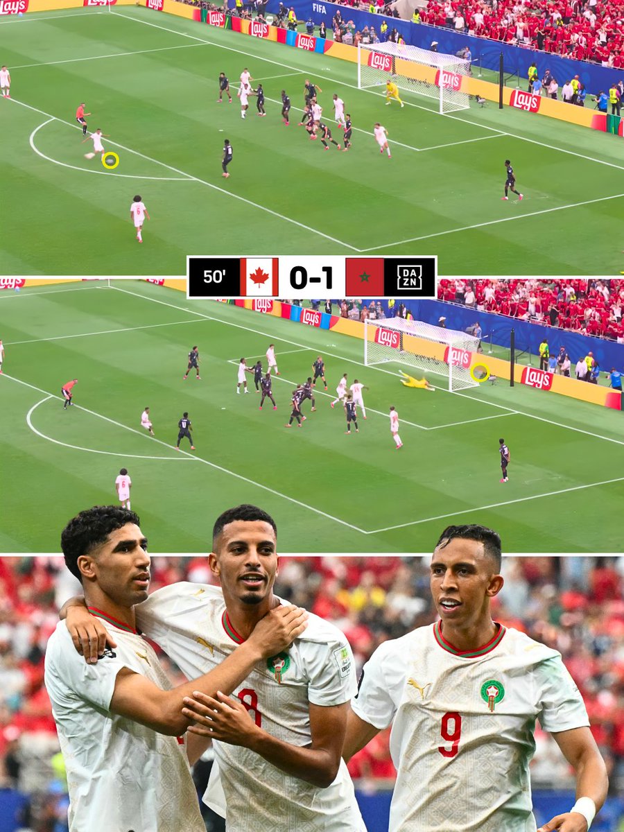 DAZNFootball's tweet photo. Goal for Morocco by Ounahi against Canada, Morocco lead 1-0 🤯

#FIFAWorldCup https://t.co/FBPtoheuPy