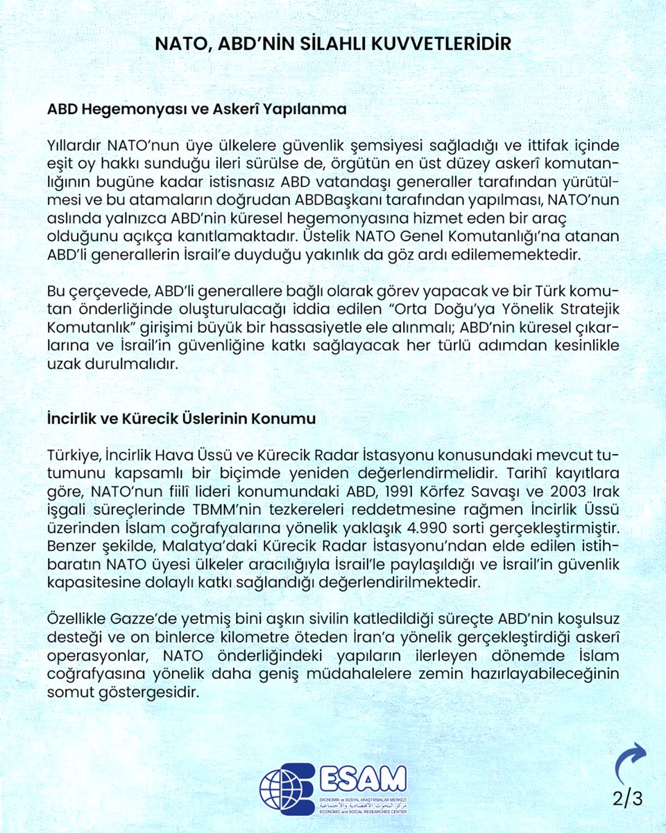ESAMGenelMerkez's tweet photo. NATO, ABD’nin Silahlı Kuvvetleridir https://t.co/kyBWqAjIog