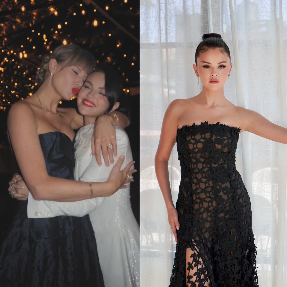 raresblvd's tweet photo. taylor and selena wearing black to each other’s wedding rehearsals and gold to the actual weddings is the cutest thing ever https://t.co/VYftUwTf2O