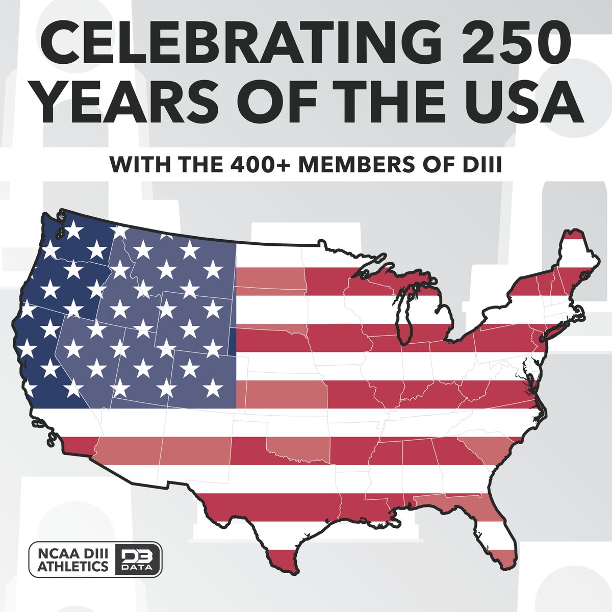 D3SportsData's tweet photo. Celebrating 250 years of the USA with the largest division of the NCAA.
#d3data #d3 #d3sports https://t.co/6k7WbsLfdg