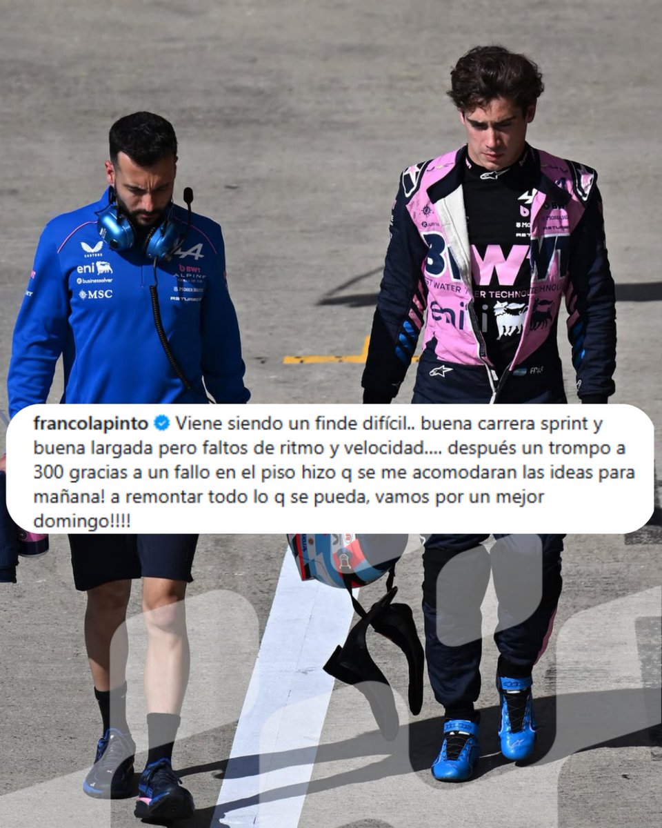 Campeonesnet's tweet photo. #F1 | 🤪 "HIZO QUE SE ME ACOMODARAN LAS IDEAS"

📲 A través de sus redes sociales, @FranColapinto hizo un balance del fin de semana y explicó que un problema en el suelo del Alpine produjo el despiste mientras buscaba mejorar su tiempo en la Q1.

🔝 Viví toda actividad del #BritishGP por #Campeones, con cobertura durante los tres días por nuestro canal de YouTube [Link en Bio].

💻 Seguí todo lo que sucede en la "Máxima" a través de https://t.co/9PhWIKV5l0, la web exclusiva dedicada a la Fórmula 1.