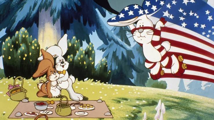 CritterDay's tweet photo. Since today seems appropriate for this may I direct you to a very weird but cute movie I loved as a kid!

The Adventures of The American Rabbit! 

This film has everything a furry mafia, Garfield as a Gorilla,and an American themed rabbit super hero!! https://t.co/CUZKAY2ShG