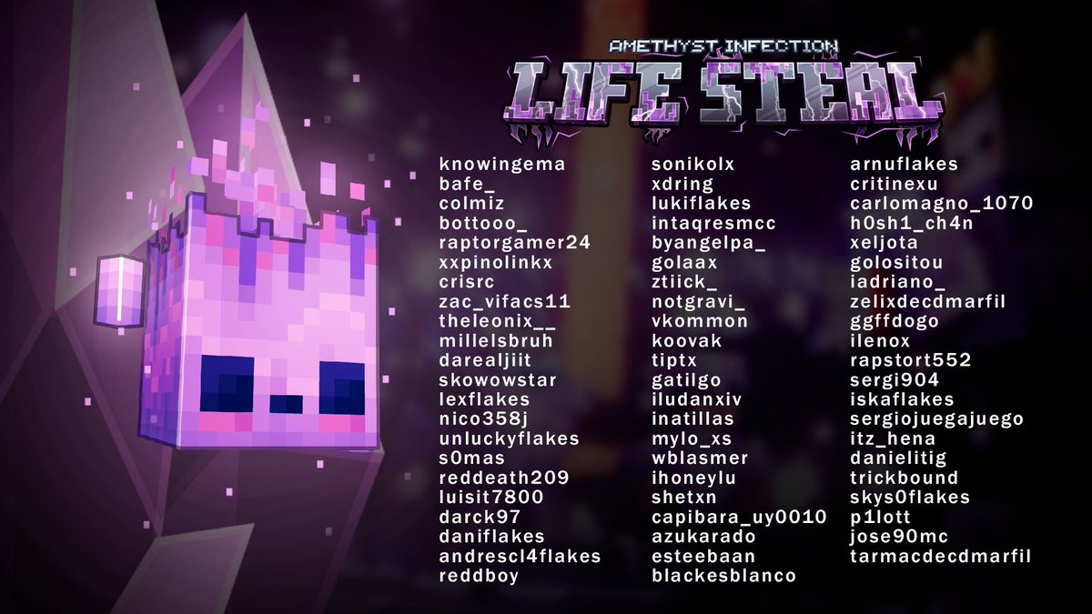 ccrownstudios's tweet photo. 💜 Los primeros 65 supervivientes del Life Steal ya fueron revelados.

La infección está a punto de comenzar y el mundo cambiará para siempre. Muy pronto conocerán lo que realmente significa sobrevivir.

⏳ Nos vemos en 30 minutos.

🦠 Que comience la infección. https://t.co/zs7f4CEqHz