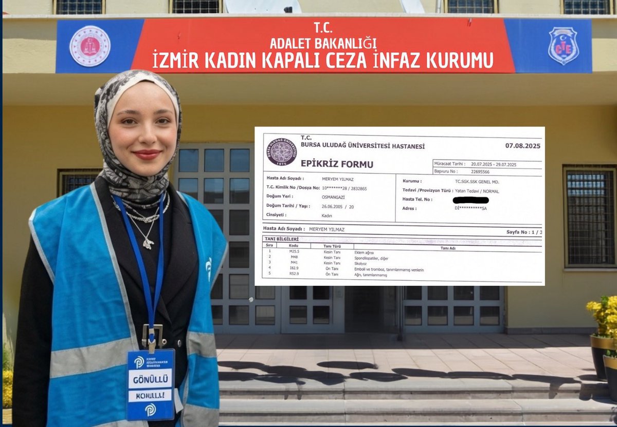 ASUDEKDN's tweet photo. 📢 Bir Öğrencinin Geleceği ve Sağlığı Askıya Alınamaz!
Eğitim hakkı, sağlık hakkı ve adil yargılanma hakkı, hiçbir bahaneyle ellerinden alınamayacak en temel insani haklardır.

 🚨 Sağlık Durumu Acil: Meryem aynı zamanda ileri derecede skolyoz hastası.

HastaTutuklu ÖğrenciMeryem https://t.co/fnHssZr19o