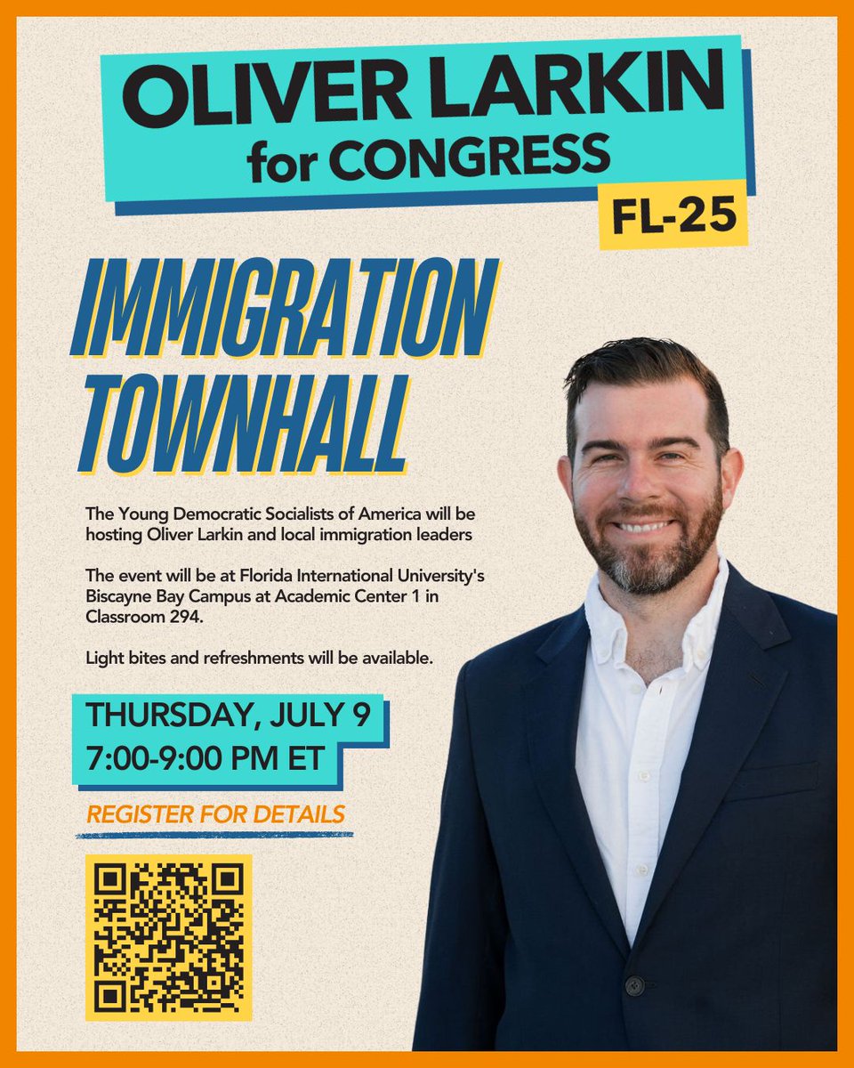 OliverALarkin's tweet photo. Congress has failed to deliver immigration reform for decades.

Join us for an immigration town hall at FIU next week to talk about what comes next. https://t.co/hulcEih7Eh
