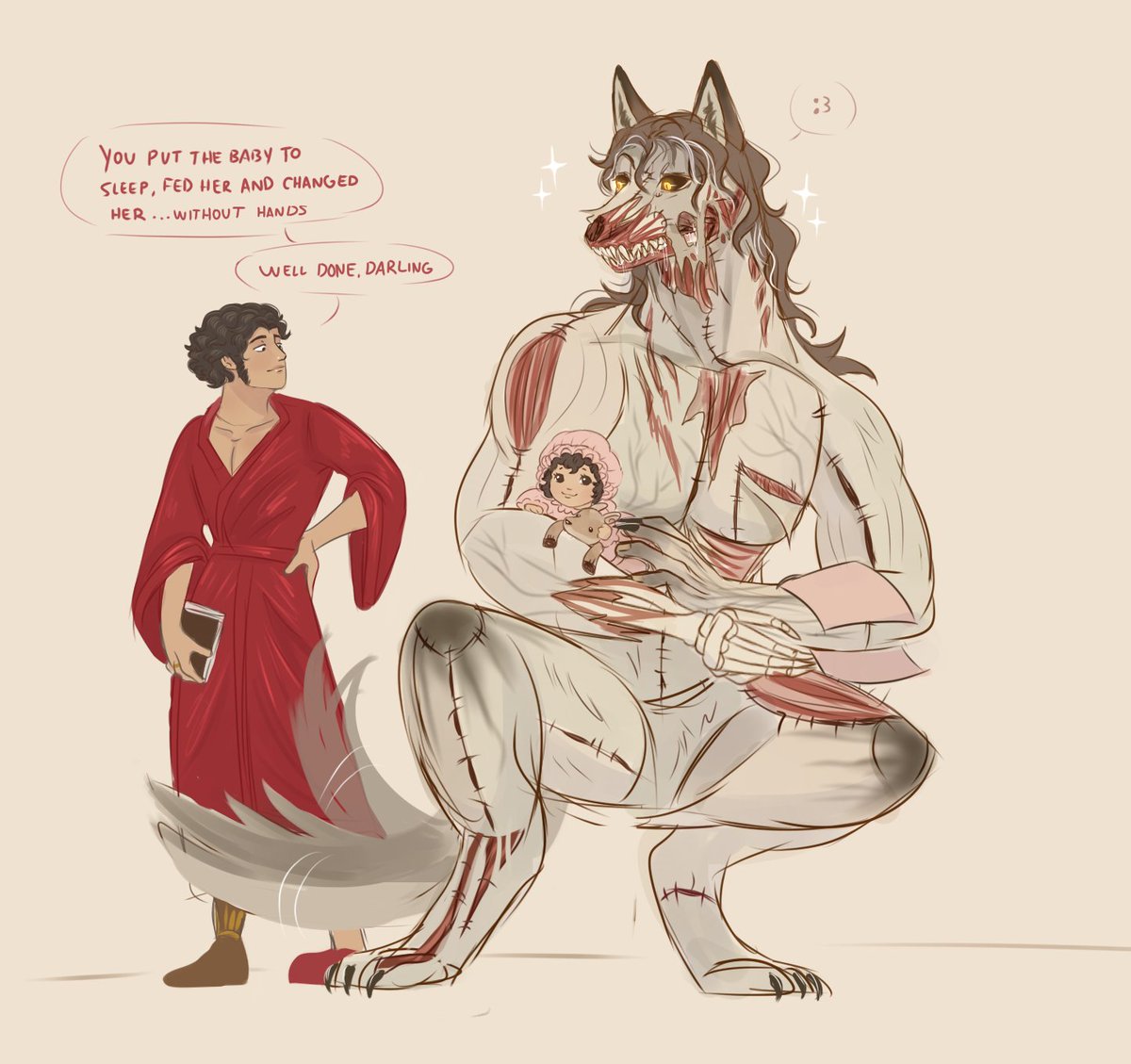 D1gitalD1saster's tweet photo. Being a werewolf does not exempt you from your parental responsibilities 🫵 https://t.co/W4CWfqFoc5