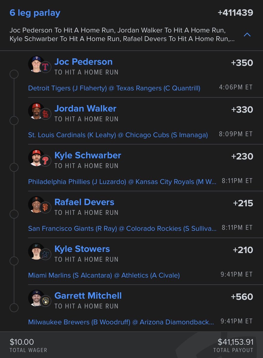 bbrownDTP's tweet photo. ⚖️ Balanced Dinger Lotto

🔗: https://t.co/X1Mzq919Az

Like ♥️ + Retweet 🔁 if tailing, let’s cash!

📊 Provided by @rudebets 

🎟️ Save 25% with code “BBDTP” - @Playbook https://t.co/RnJLlRehsj