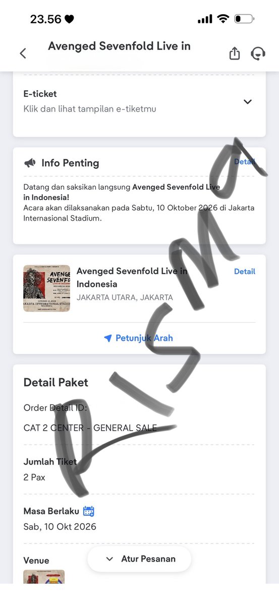 risma_0730's tweet photo. ‼️‼️WTS (WANT TO SALE) ‼️‼️
AVENGED SEVENFOLD JAKARTA (A7X JKT)
- 2 TIKE DERET
- JIS 10 OKTOBER 2026 

NOTTE 
• FOR SERIOUS BUYERS ONLY
• FULL PAYMENT ONLY 
• DOM ACEH
• BISA COD/VC
• SIAP KIRIM DOKUMEN YANG DI PERLUKAN DAN PDF TIKET

#wts #wanttosale #dijual #a7x #avenged https://t.co/63SUV98oAA