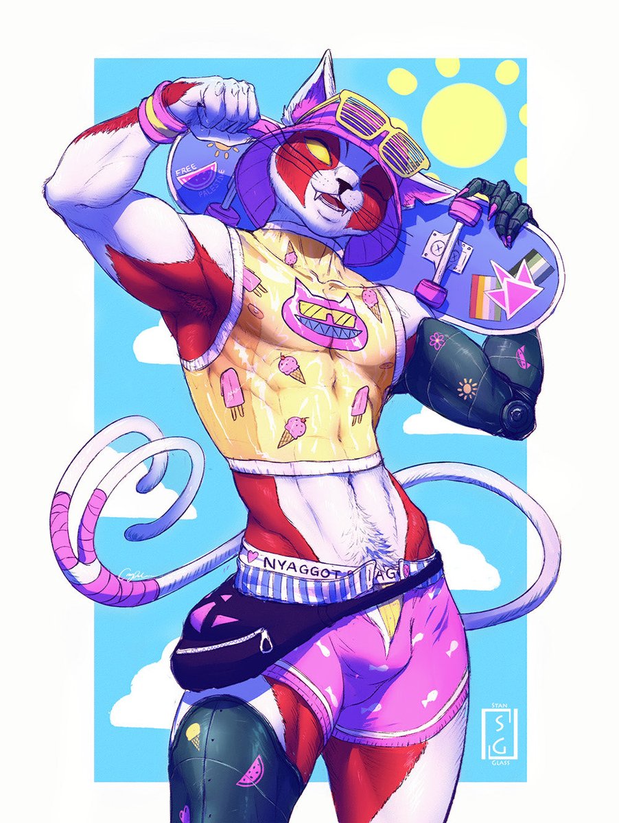 stanglassart's tweet photo. I gave my boy Nyanja a summer skin for disability pride month 💪 ☀️ https://t.co/rpo7sgpZVv