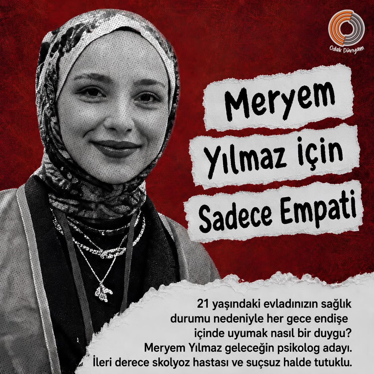 iozer23's tweet photo. 2026 yılında 21 yaşında olan bir kadın, 2016 daki sözde darbede nasıl bir suç işlemiş olabilir?

HastaTutuklu ÖğrenciMeryem https://t.co/ouoJTQxV33