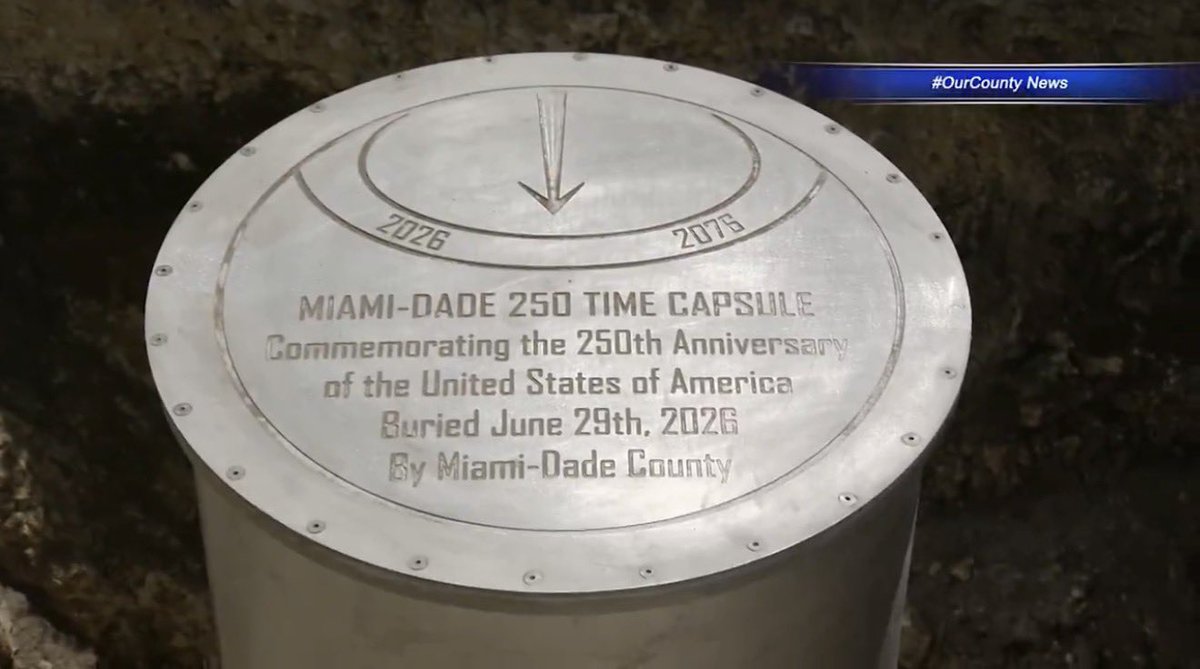 OfficialJoelF's tweet photo. Miami-Dade County buried a time capsule at Tropical Park in honor of America's 250th birthday. It won't be opened until 2076 when the country celebrates its 300th birthday 🇺🇸 https://t.co/YUI5Dk5e2Y