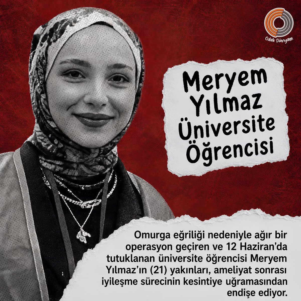 iozer23's tweet photo. Kadın, hasta, baş örtülü, üniversite öğrencisi 

HastaTutuklu ÖğrenciMeryem https://t.co/iHu9FjM5yJ