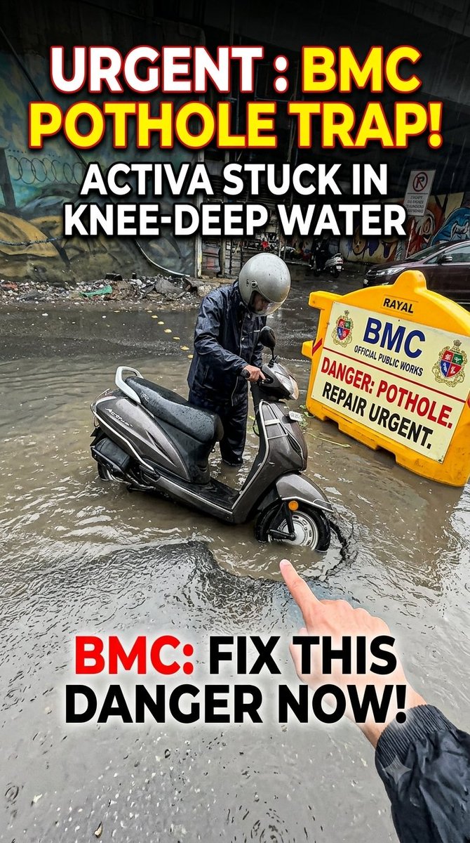 lifeinacity's tweet photo. Mumbaikars, please stay alert! Spotted a massive, life-threatening pothole on the WEH near Growel's Mall bridge today. https://t.co/f3VpkjoqrQ
​ @my_bmc and @MumbaiPolice
#lifeinacity #mumbairains #danger #potholes https://t.co/QDkQsdfxZR